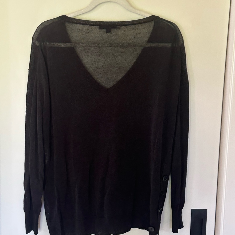 JCrew black linen blend vneck Sweater